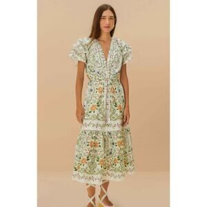 NWT Farm Rio Floral Lace Garden Midi Dress
